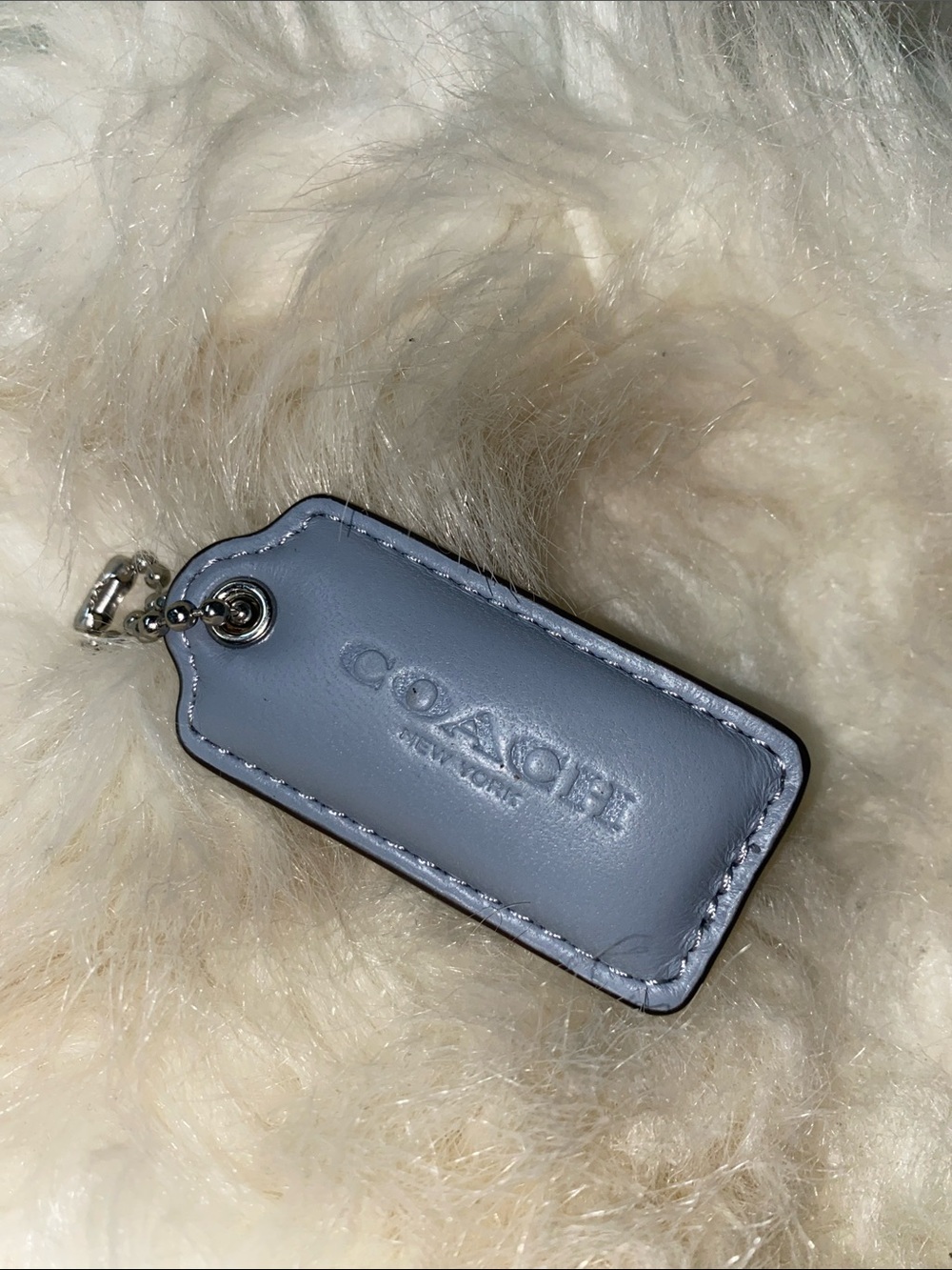 Coach puffy Napa Leather Key Tag in Light Gray